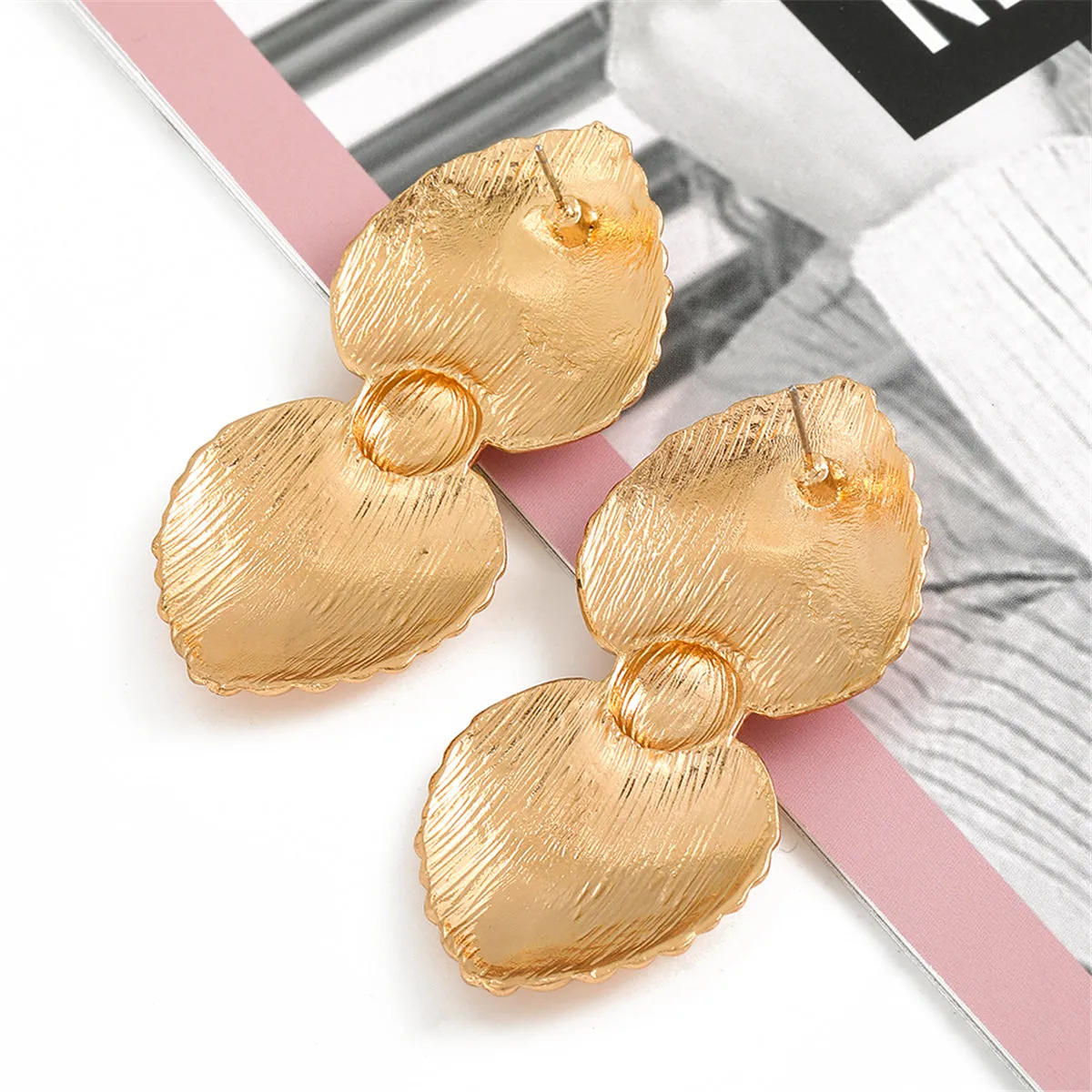 Cubic Zirconia & 18K Gold-Plated Shell Drop Earrings